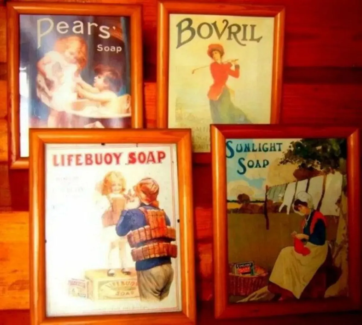 Vintage Set Of 4 Framed Advertising Prints - Image 1