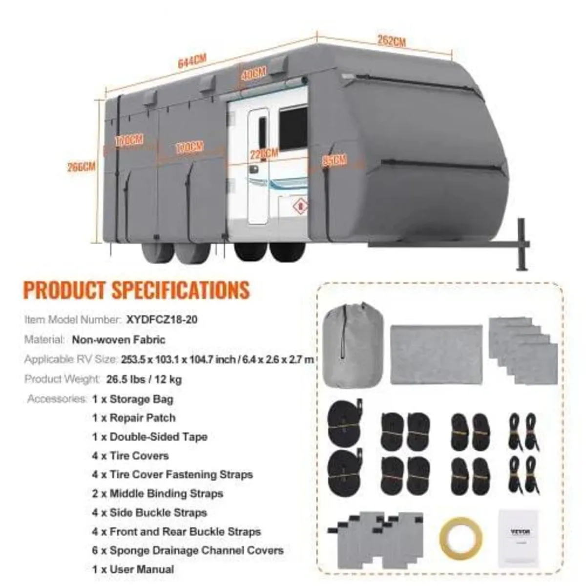 Trailer Travel RV Cover 548.6-609.6 cm Class A Cam - Image 4