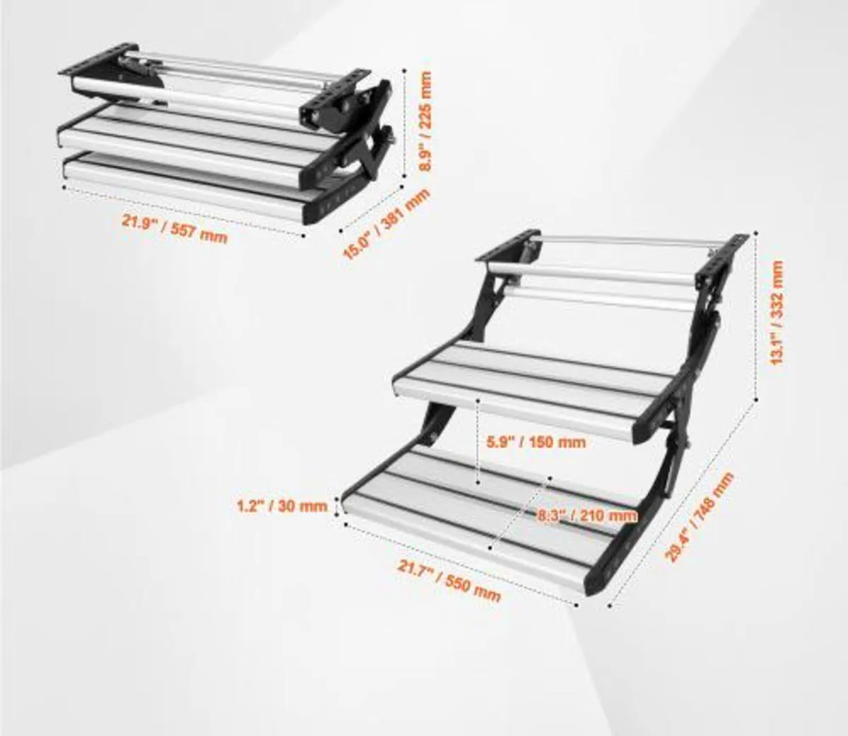 RV Steps, 2-Step, Manual Retractable RV Stairs, Fo - Image 4