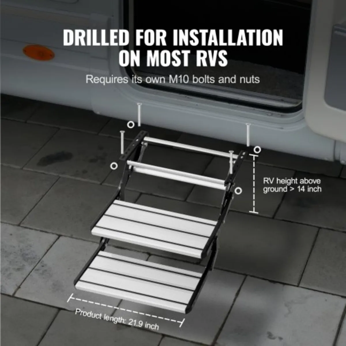 RV Steps, 2-Step, Manual Retractable RV Stairs, Fo - Image 2