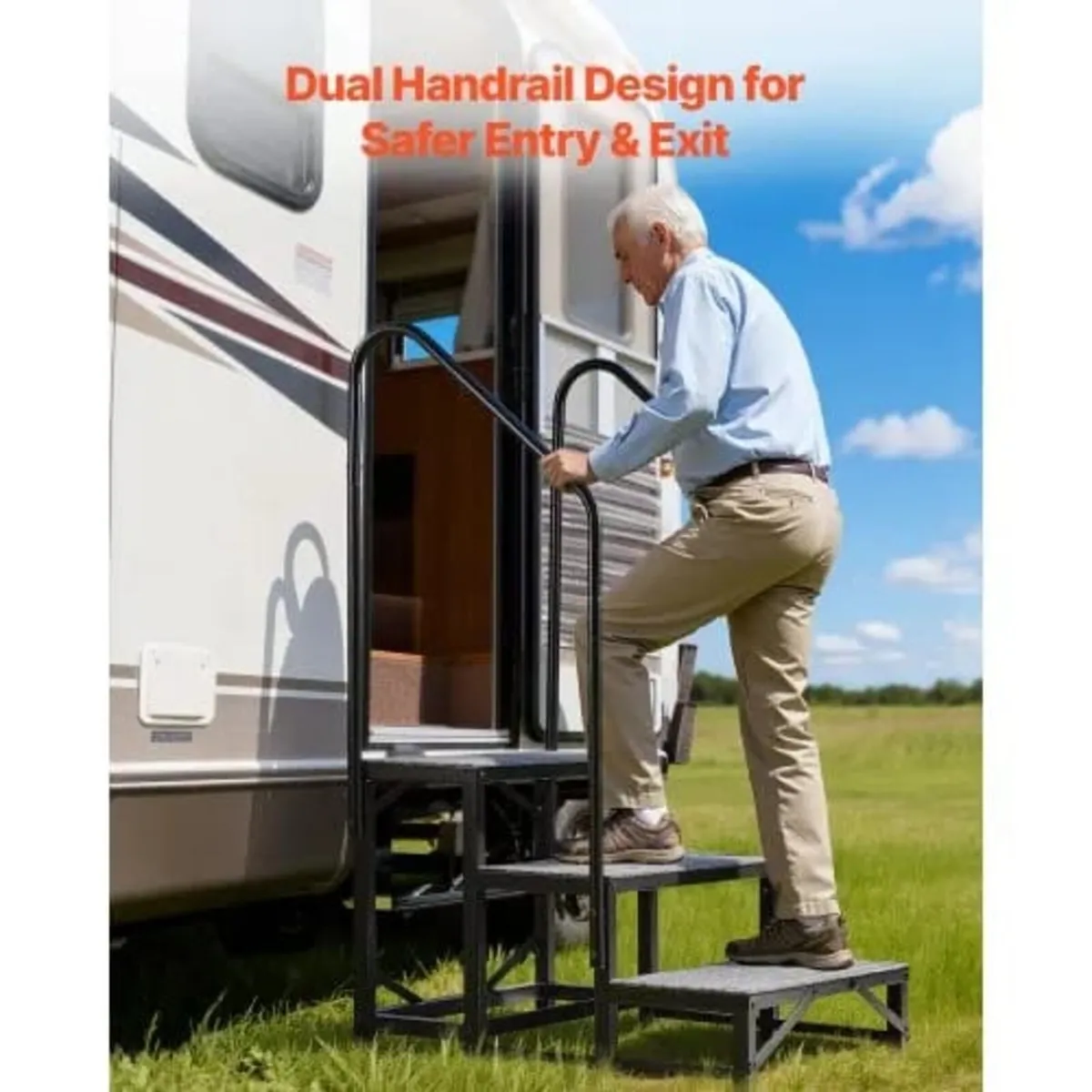 RV Steps with Dual Handrails, 3 Steps, 300 kg Load - Image 2