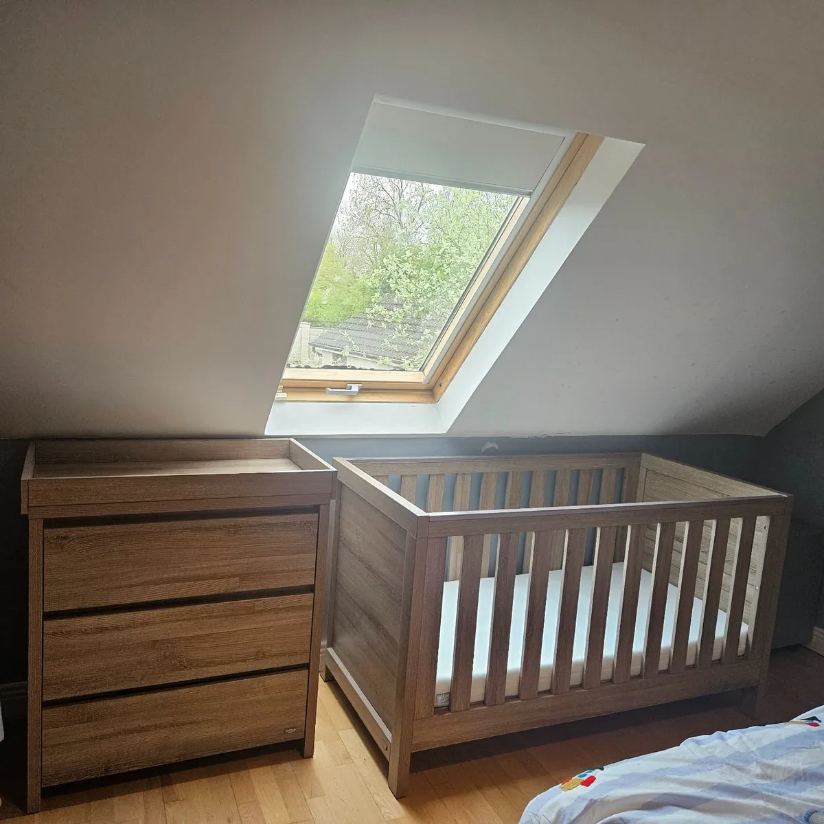 Tutti bambini cotbed, changing unit and mattress - Image 1