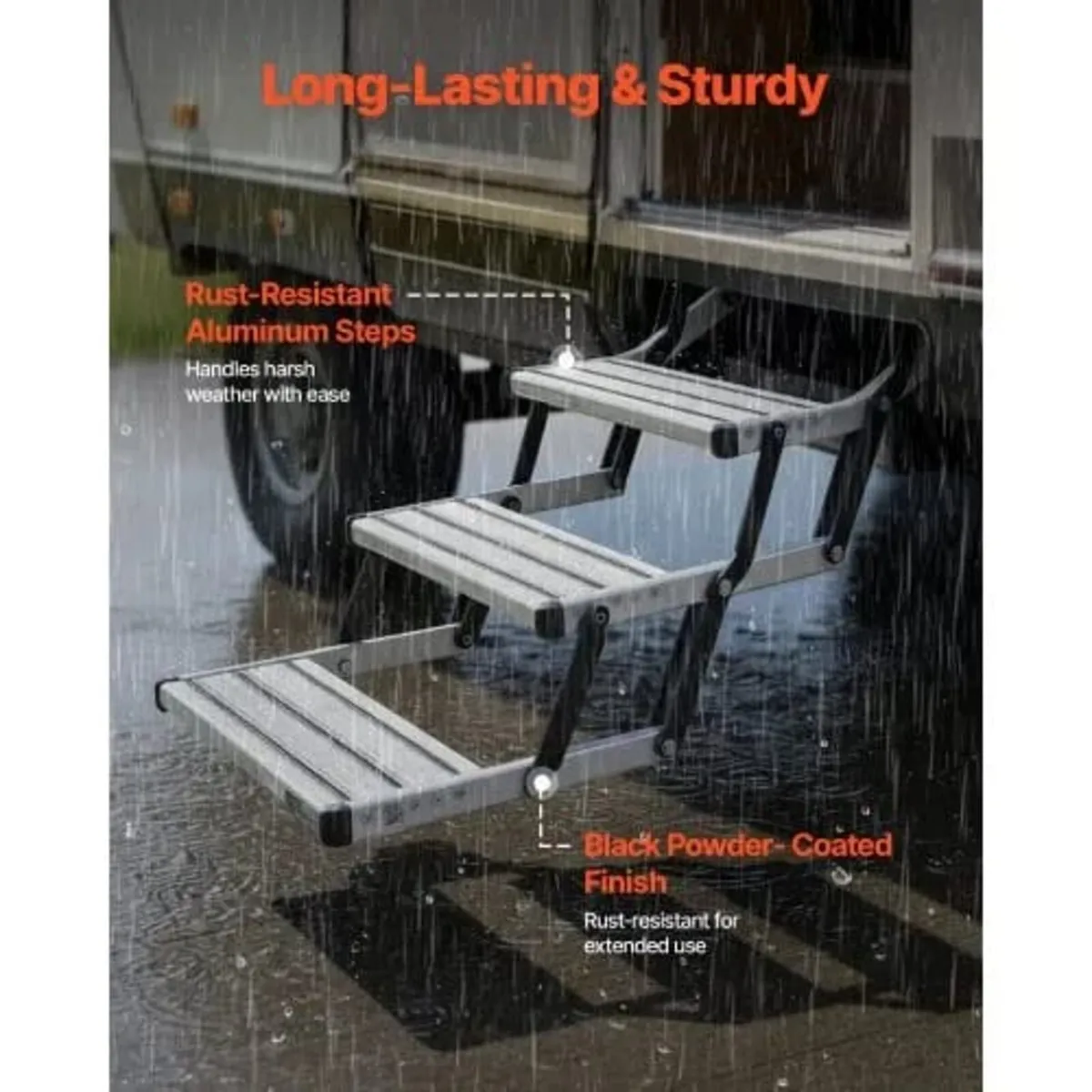 RV Steps, 3-Step, 200 kg Load Capacity, Manual Ret - Image 3