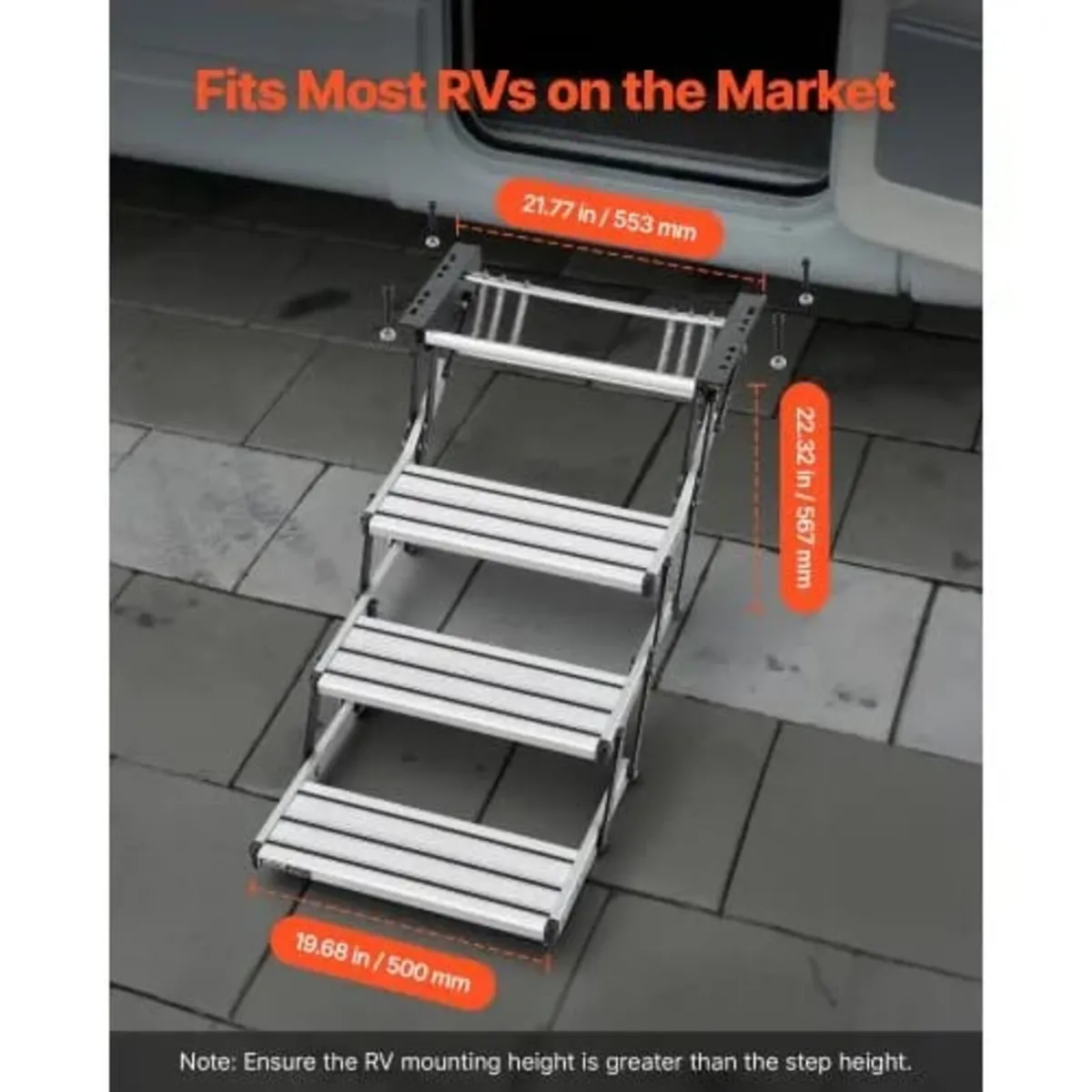RV Steps, 3-Step, 200 kg Load Capacity, Manual Ret - Image 4