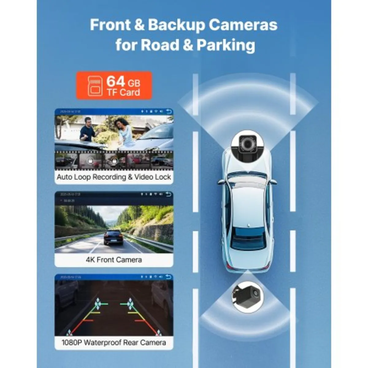 Wireless Car Stereo, 228.6mm HD Portable Radio Tou - Image 4