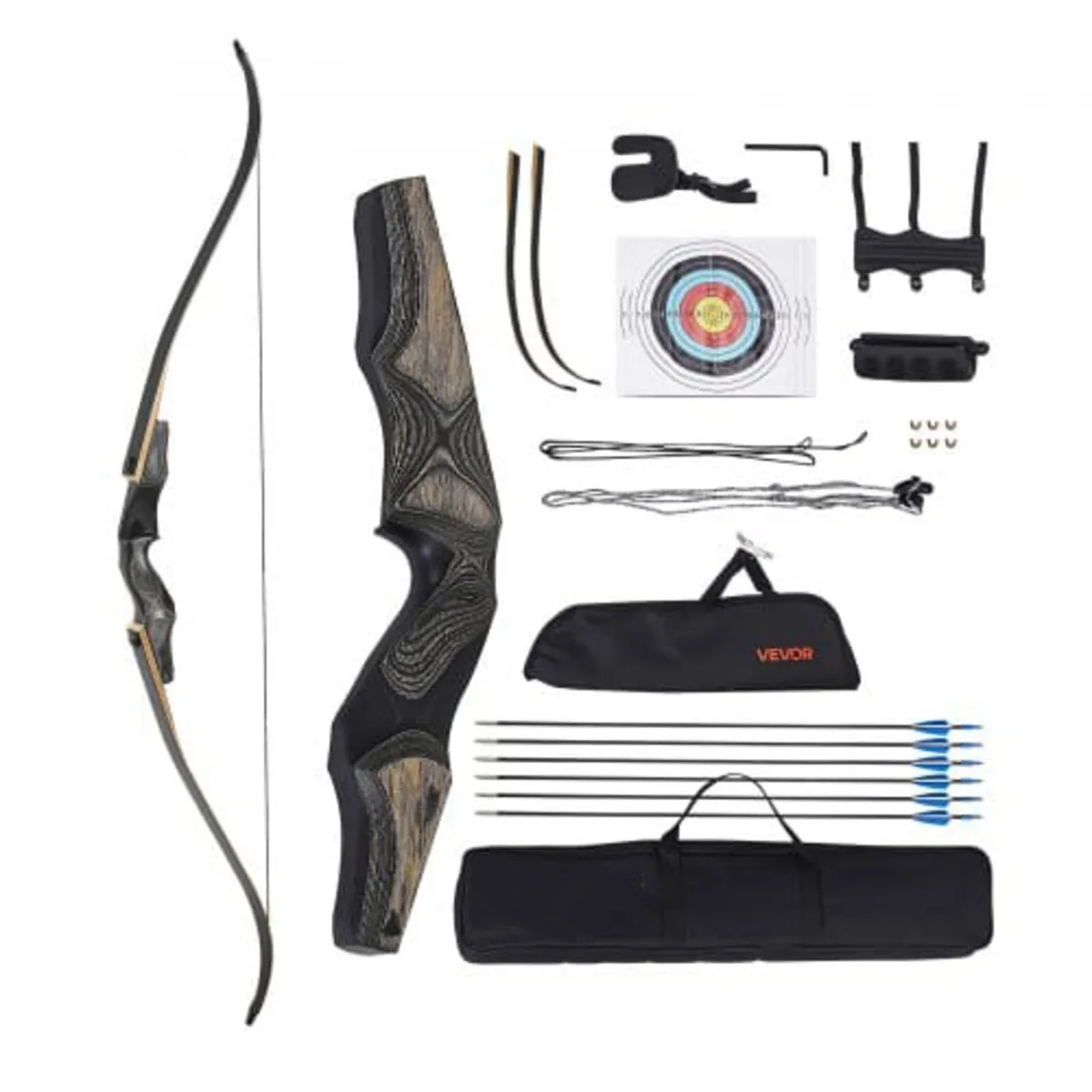 Recurve Bow and Arrows Kit, 60 inch Wooden Takedow - Image 1