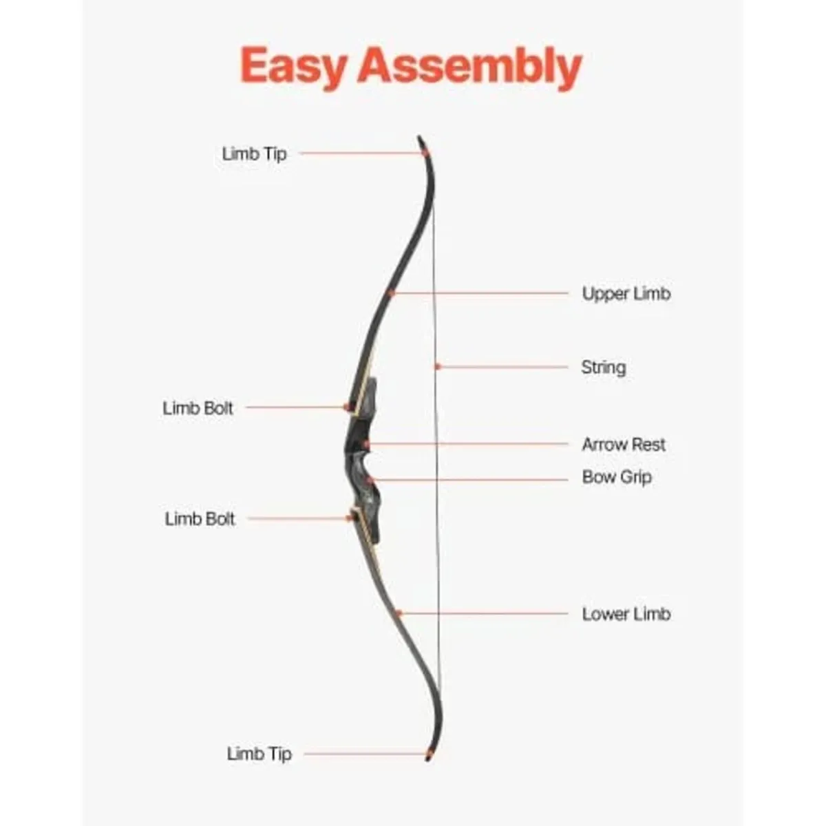 Recurve Bow and Arrows Kit, 60 inch Wooden Takedow - Image 2