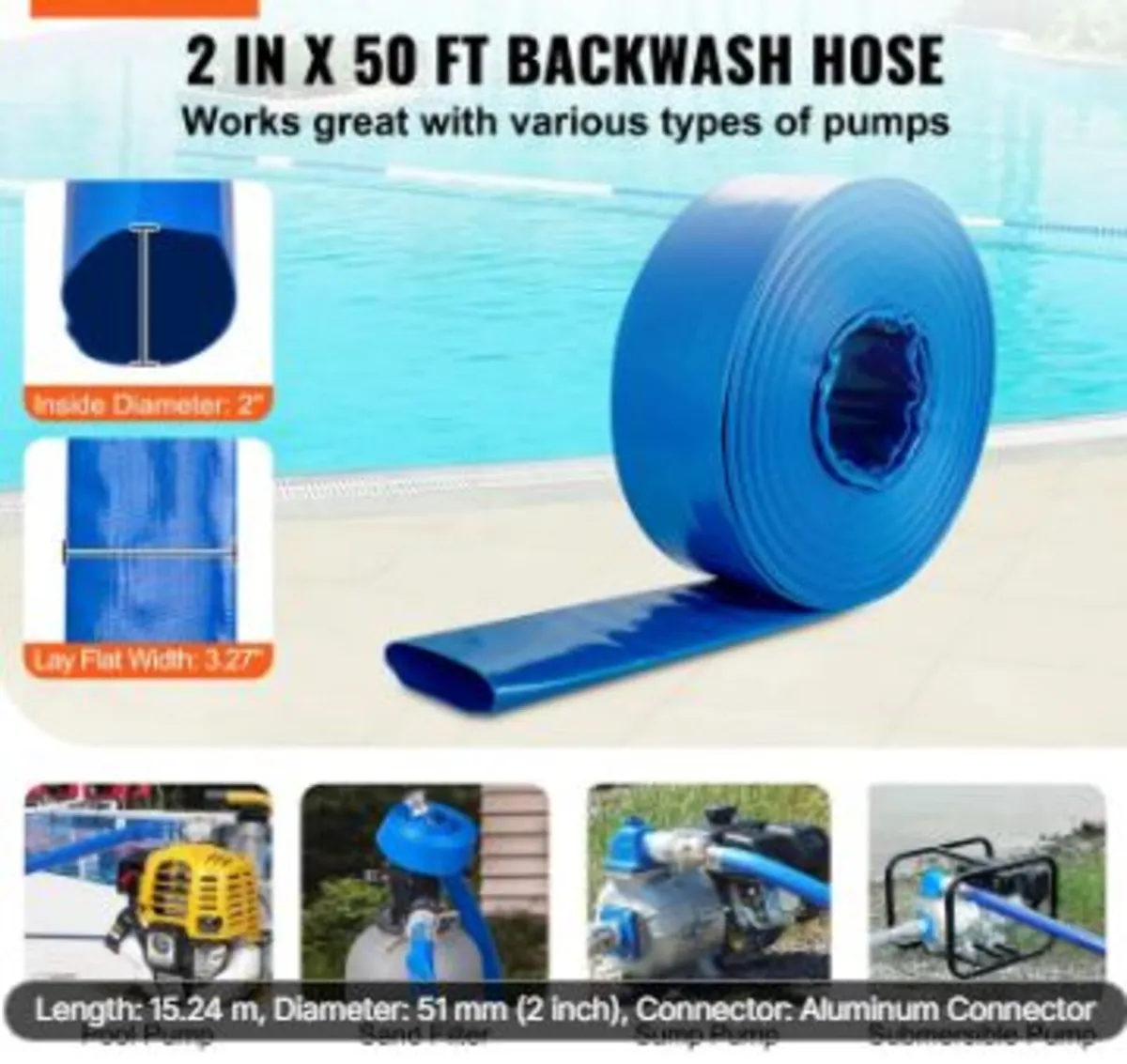 Backwash Hose, 51 mm x 15,24 m - Image 2