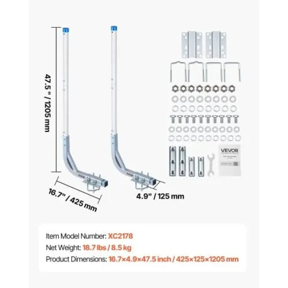 Boat Trailer Guides, 775 mm/1205 mm Height Guide P - Image 2