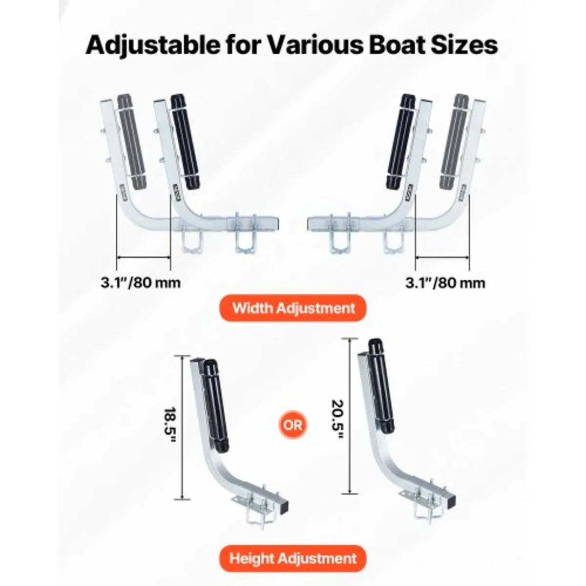 Boat Trailer Guides, 470 mm/520 mm Height Adjustab - Image 2