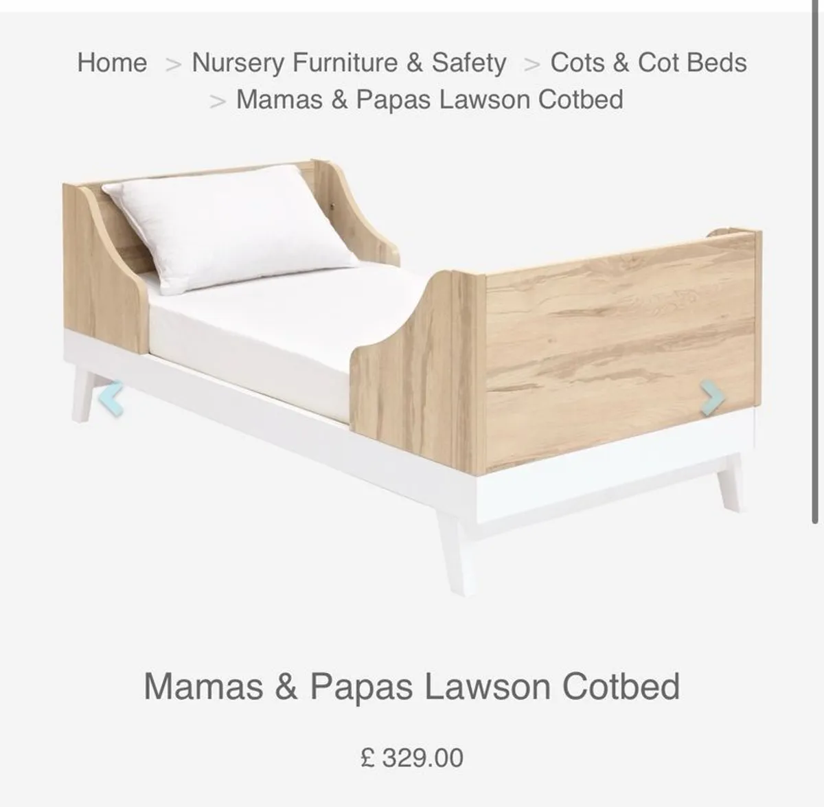 Mamas and papas Lawson cot and bed - Image 1