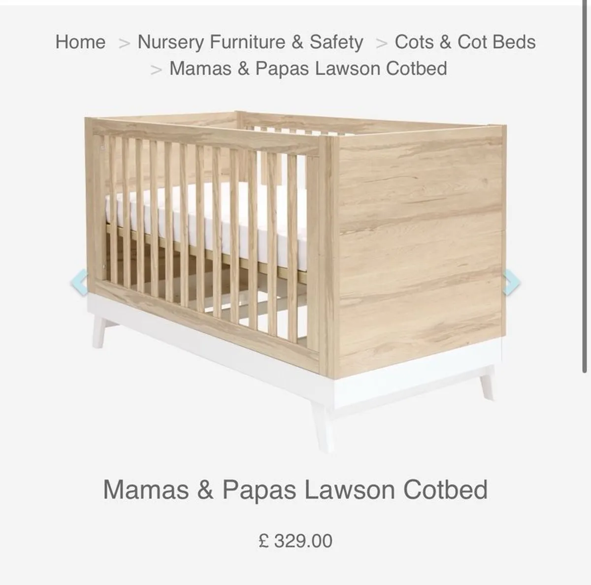 Mamas and papas Lawson cot and bed - Image 2
