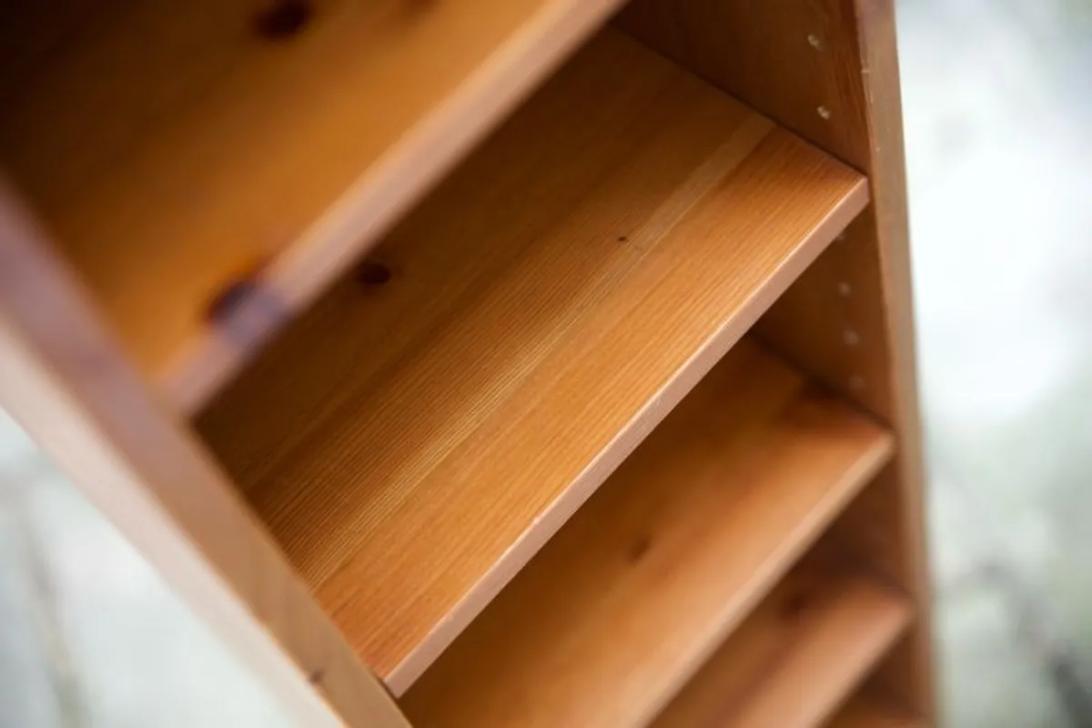 Slim Solid Pine CD/DVD Storage Tower Narrow Bookcase - Image 3