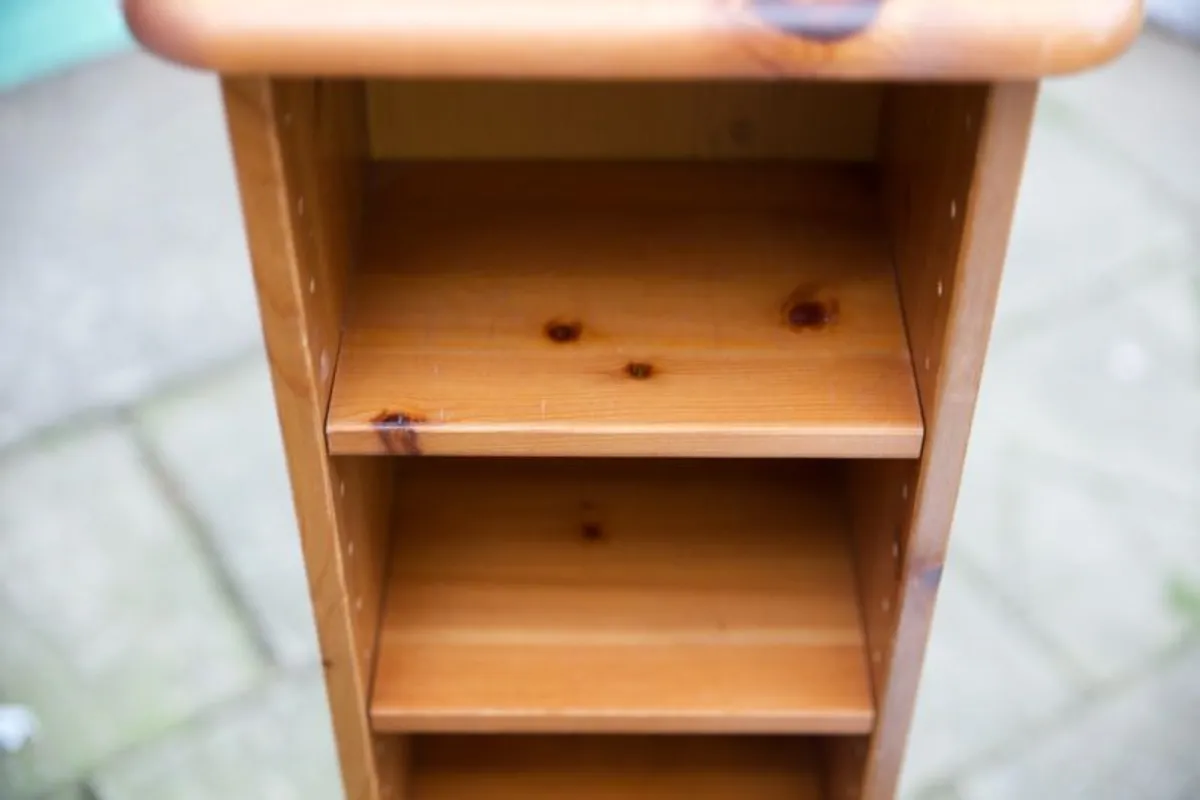 Slim Solid Pine CD/DVD Storage Tower Narrow Bookcase - Image 4