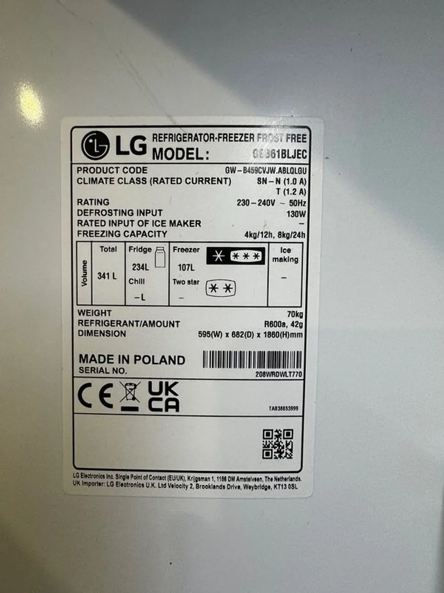 LG Fridge Freezer (black) - Excellent Condition - Image 3