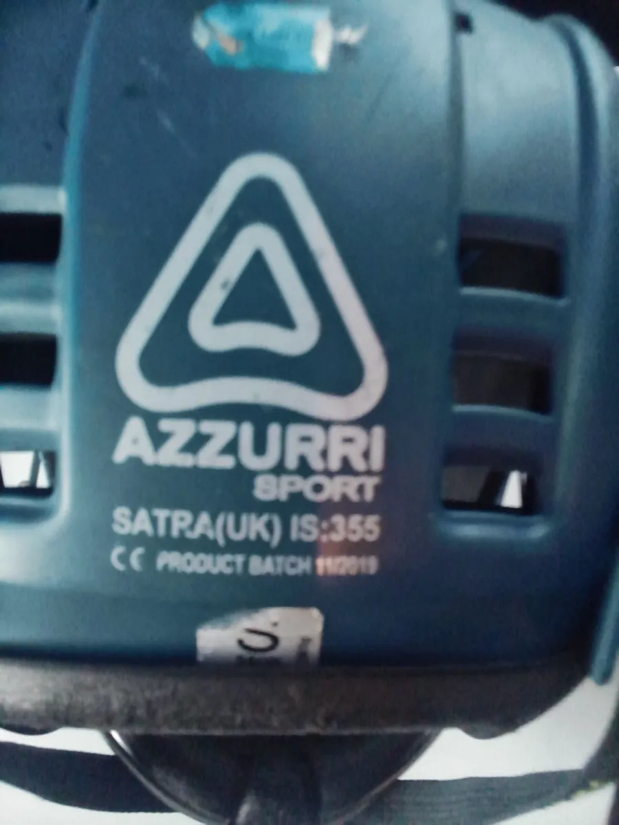 Kids Azzurri Helmet and underArmor boots size 3 - Image 3