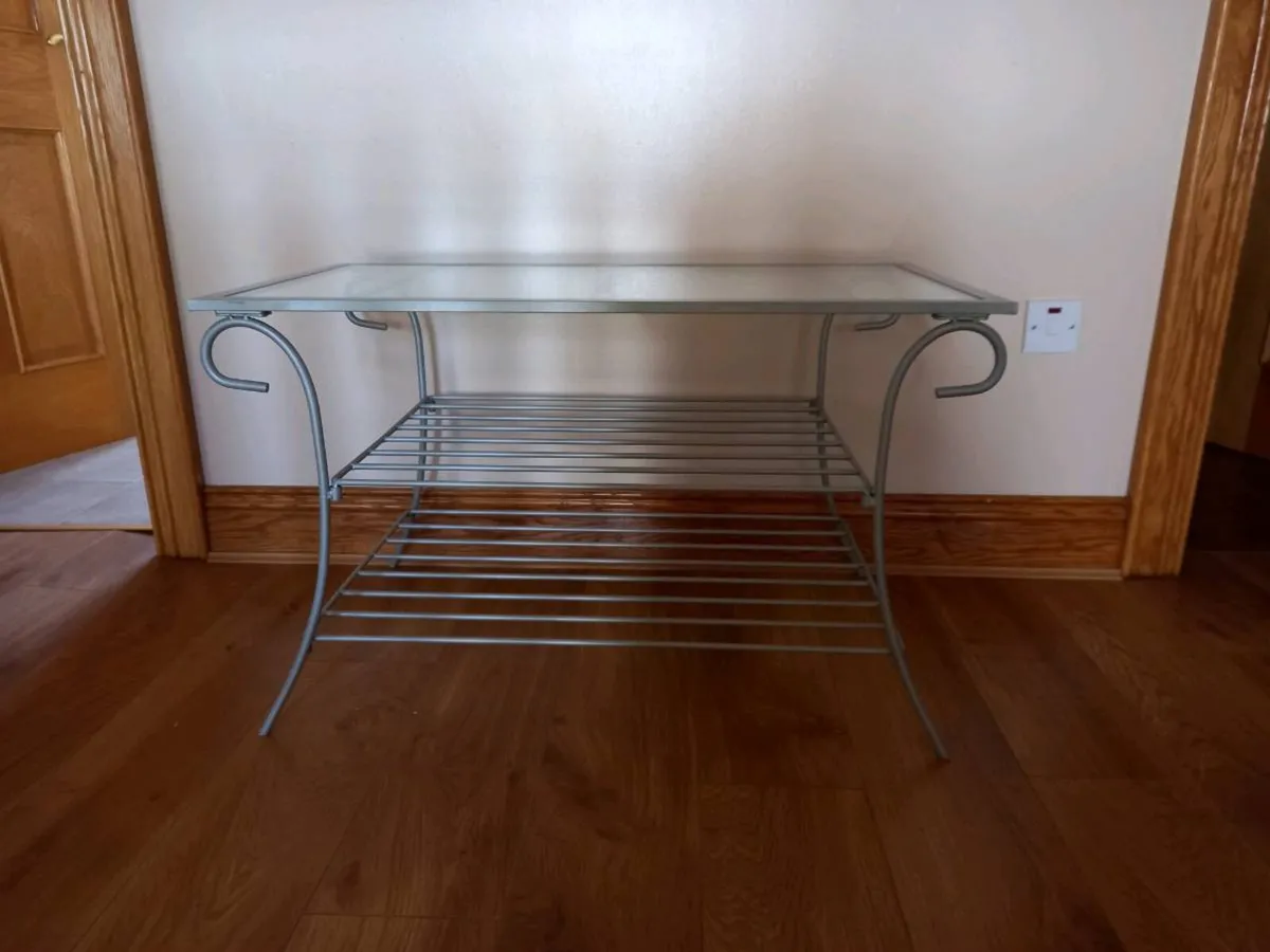 Glass Metal Frame Coffee Table - Image 3