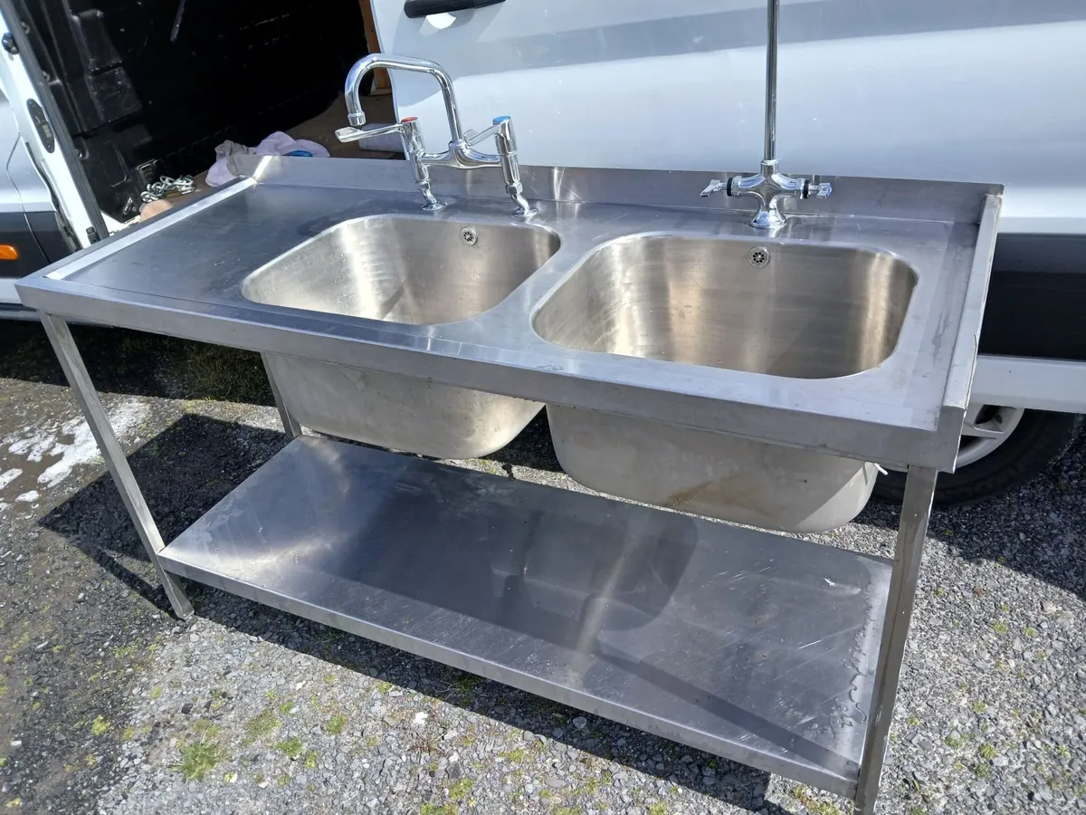 Staneless steel  double sink unit complete - Image 2