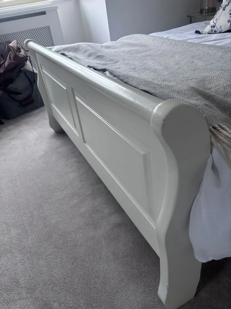 White Sleigh Bed Frame (Wooden Painted) - Standard Double - Image 4