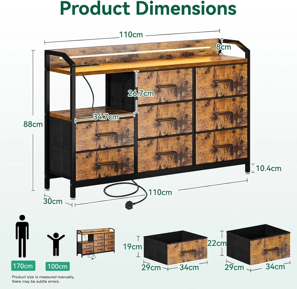 Chest of Drawers Bedroom with LED Light trip 10 - Image 2