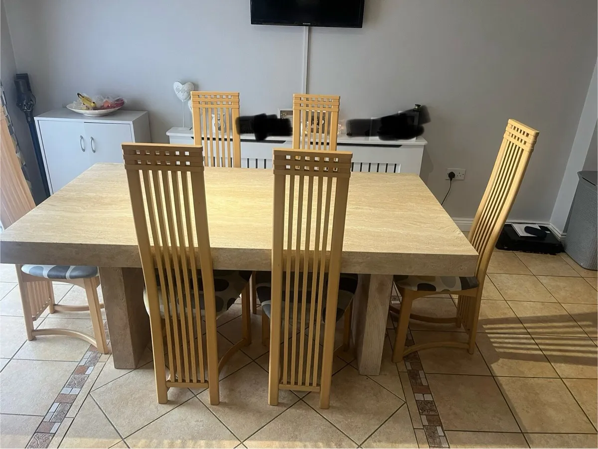 Marble dining table and 6 Chairs - Image 2