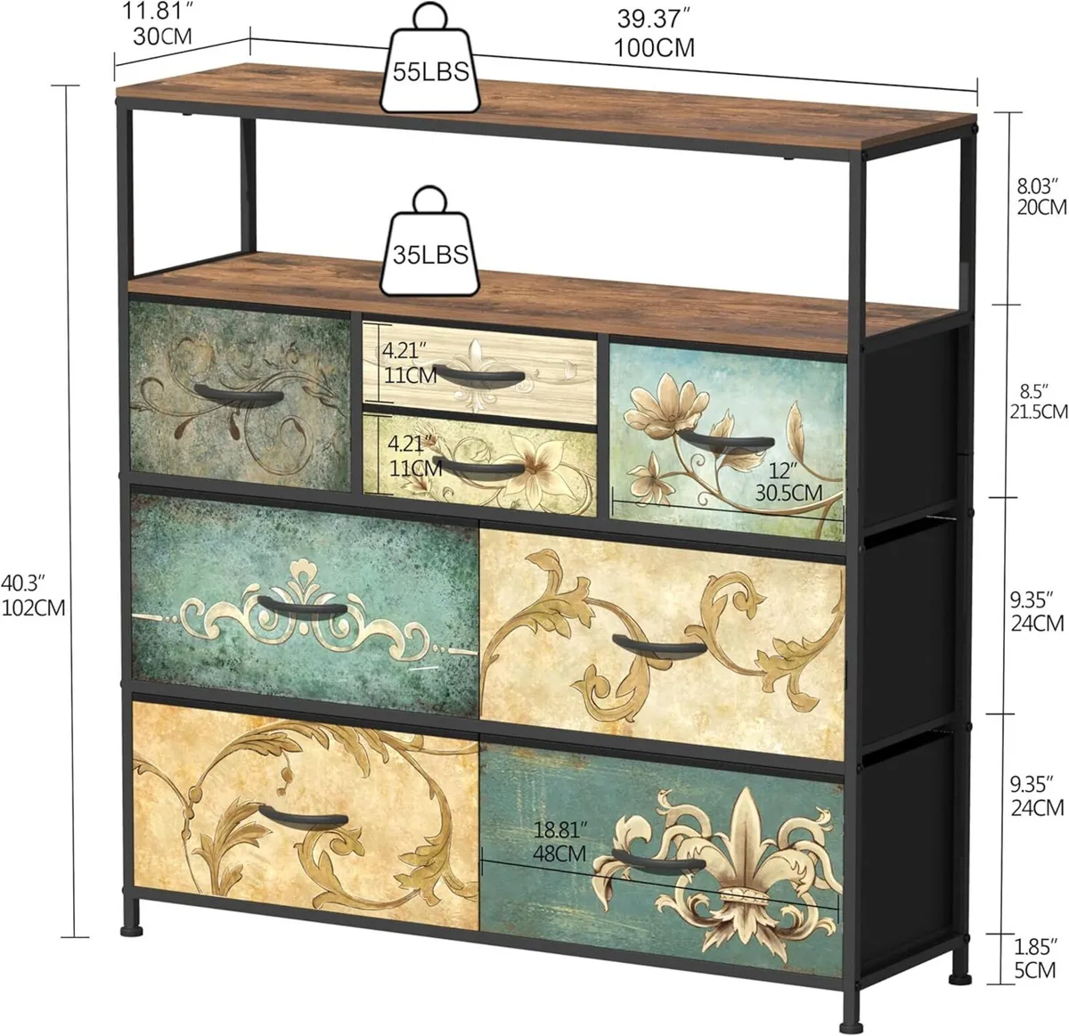 Chest of Drawers with Open Shelf Dresser for - Image 3