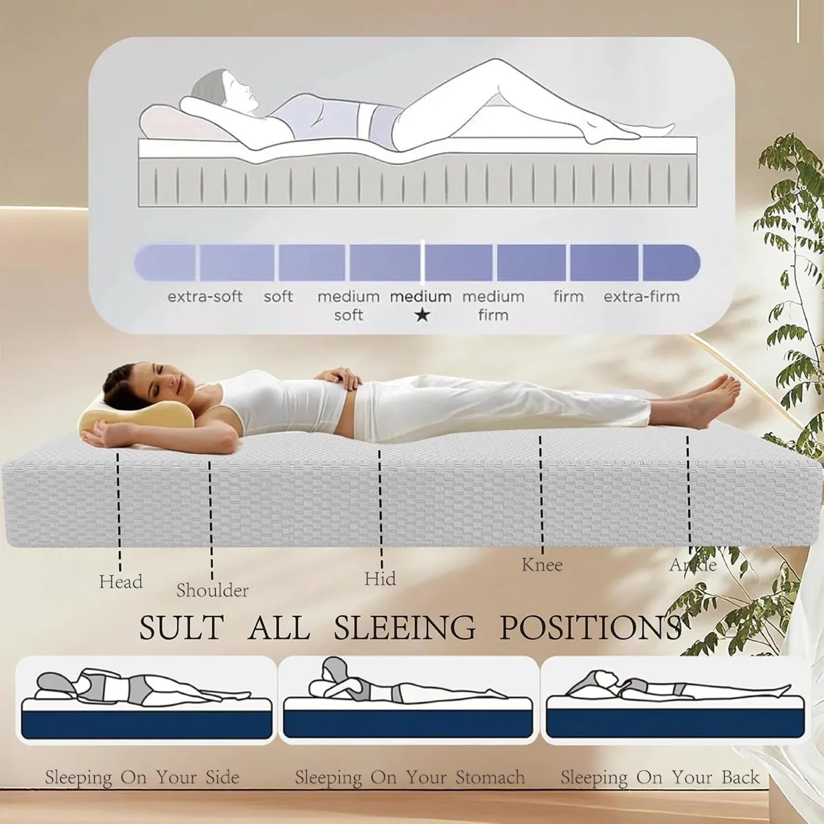 Full size mattress Memory Foam single bed Medium - Image 3