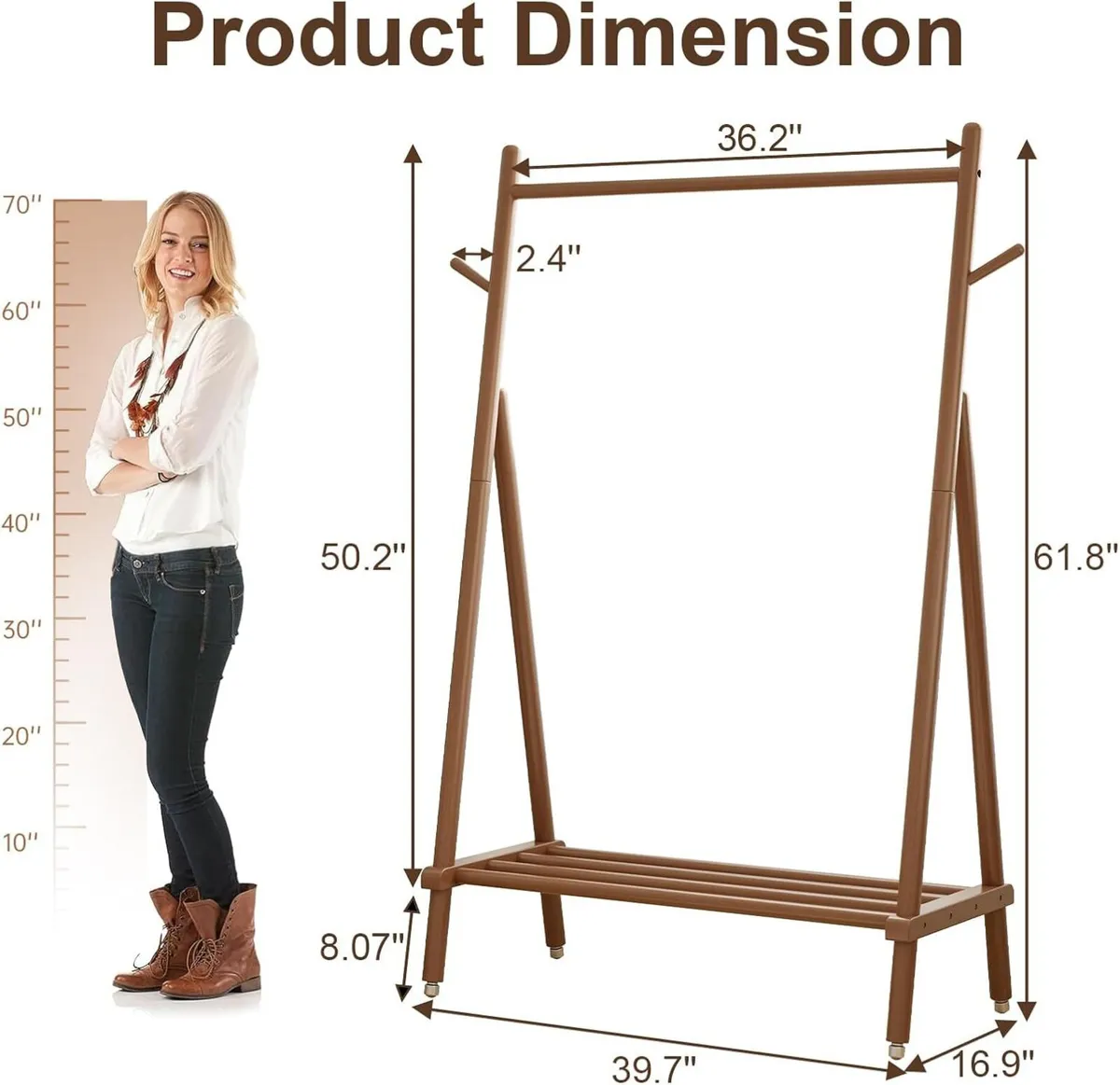 Clothes Rail Rack with Shelf and Hook Sturdy - Image 2
