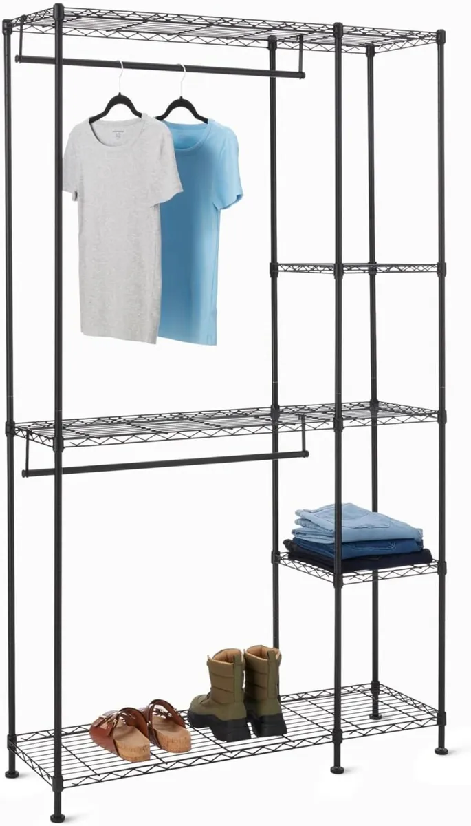 Metal Hanging Storage Organizer Rack Wardrobe - Image 1