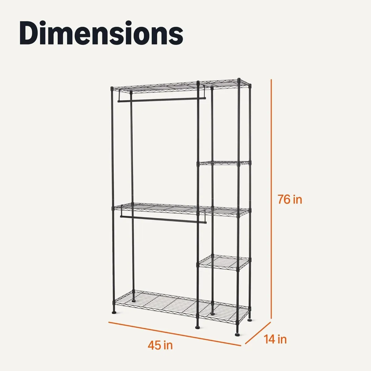 Metal Hanging Storage Organizer Rack Wardrobe - Image 2