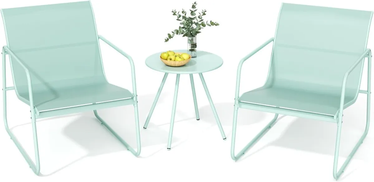 3-Piece Patio Bistro Set Garden Furniture with - Image 1