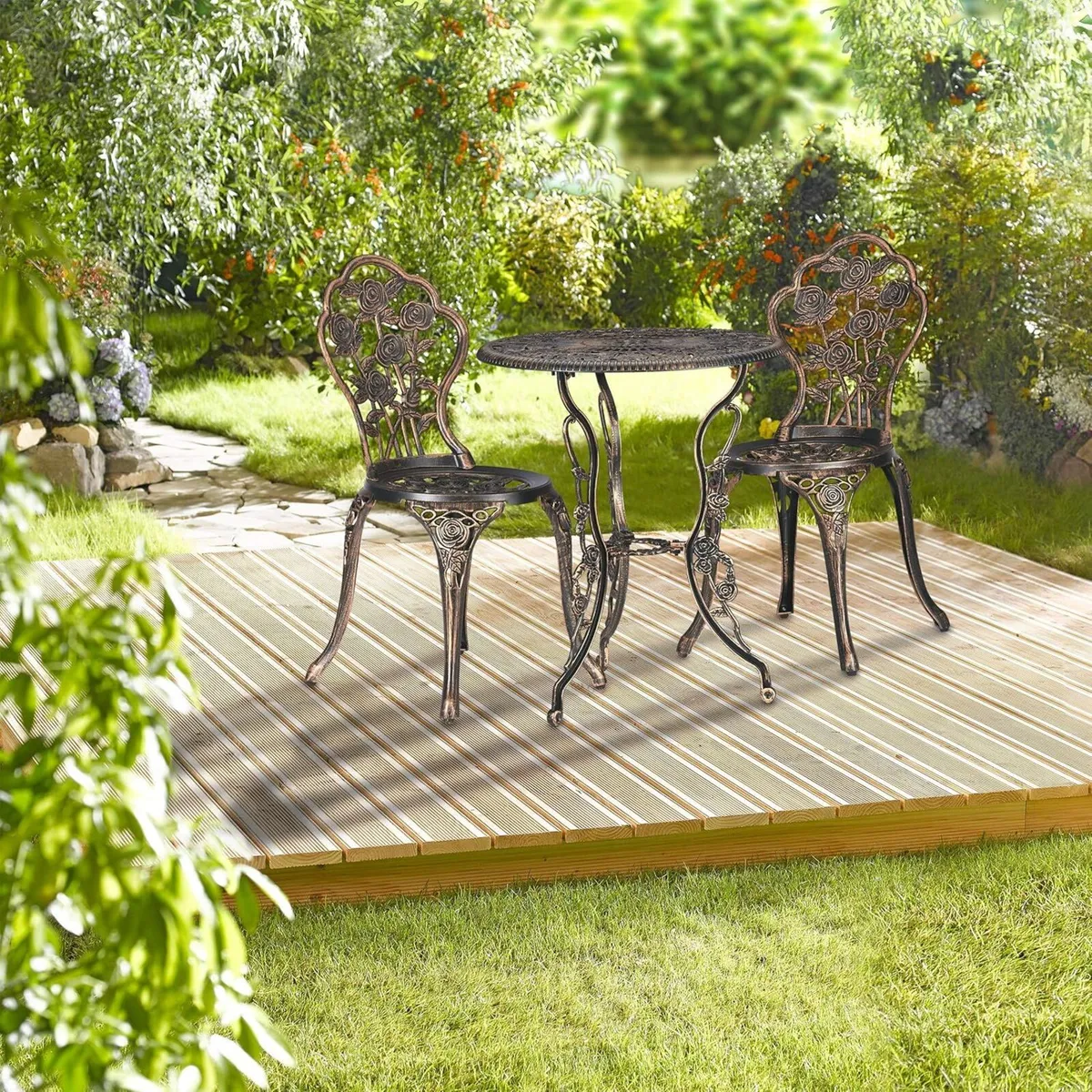 Garden Furniture Set 3 Pieces Round Table 2 - Image 2