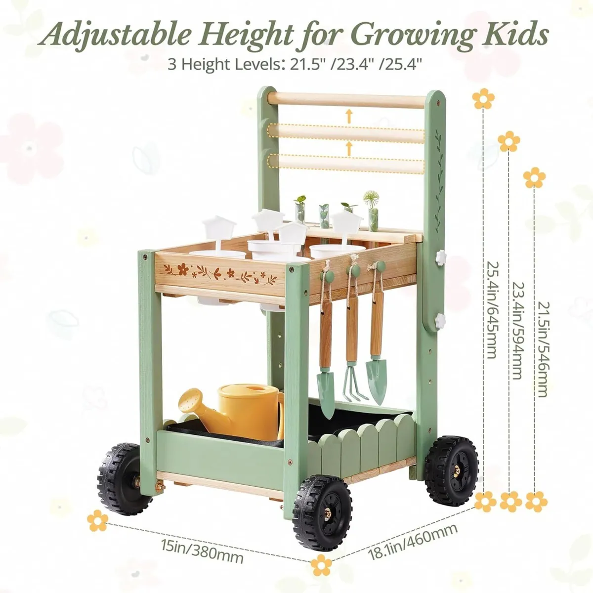 Wooden Garden Trolley for Kids Outdoor Gardening - Image 2