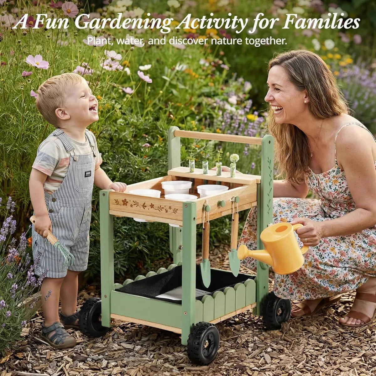 Wooden Garden Trolley for Kids Outdoor Gardening - Image 4