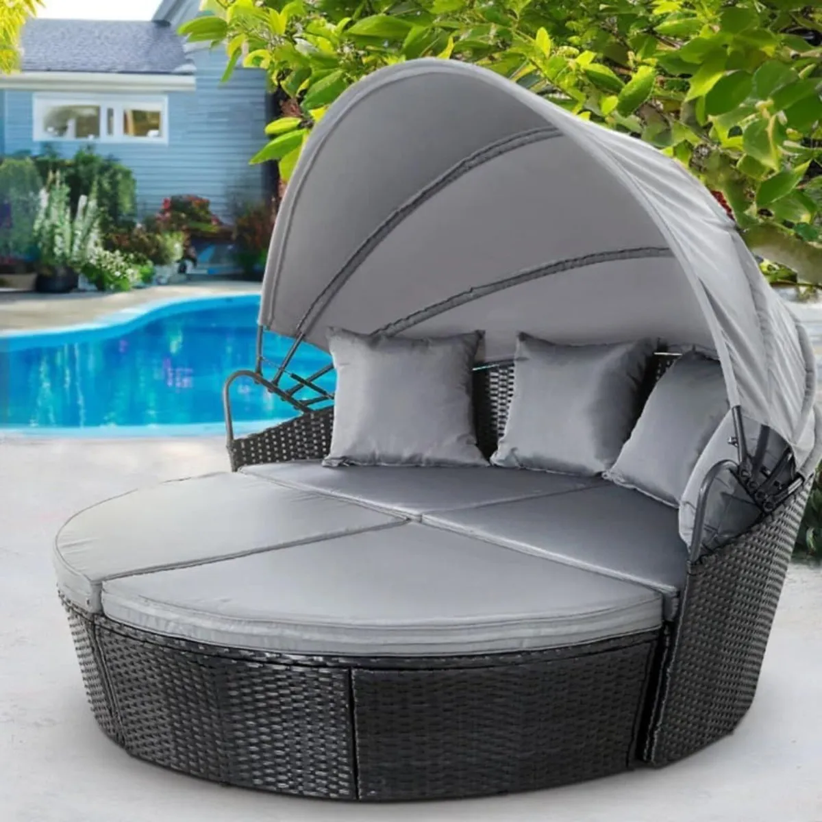 Bali 3 Piece Modular Round Rattan Wicker Patio - Image 2