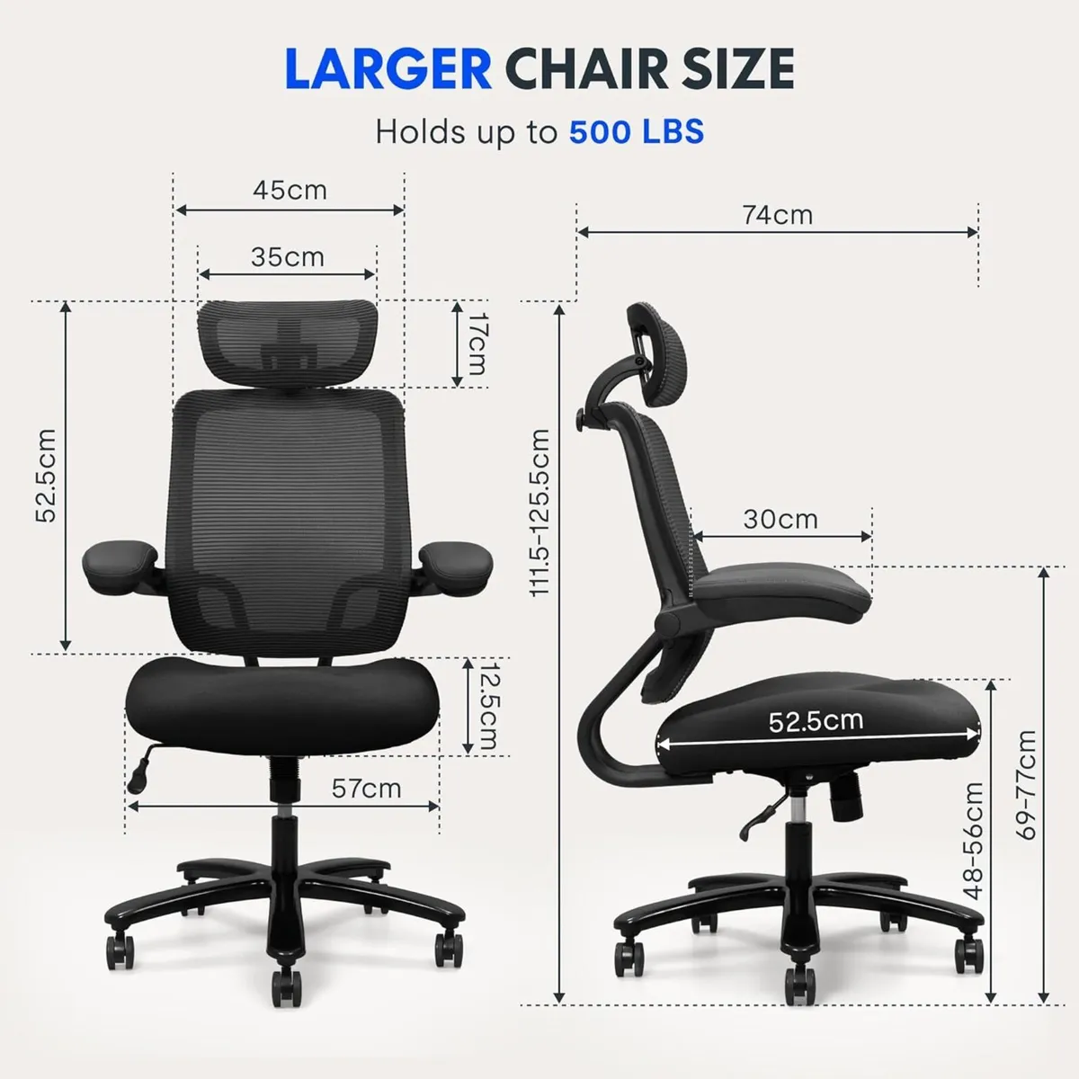 Big and Tall Office Chair 227kg Ergonomic Mesh - Image 2