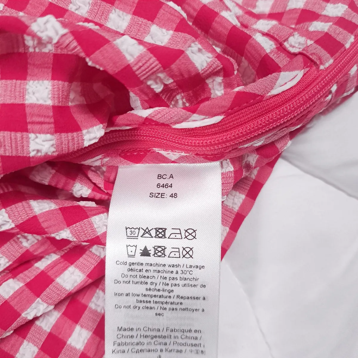 Ganni Red Pink White Gingham Ruched Top 20UK/48EU - Image 3