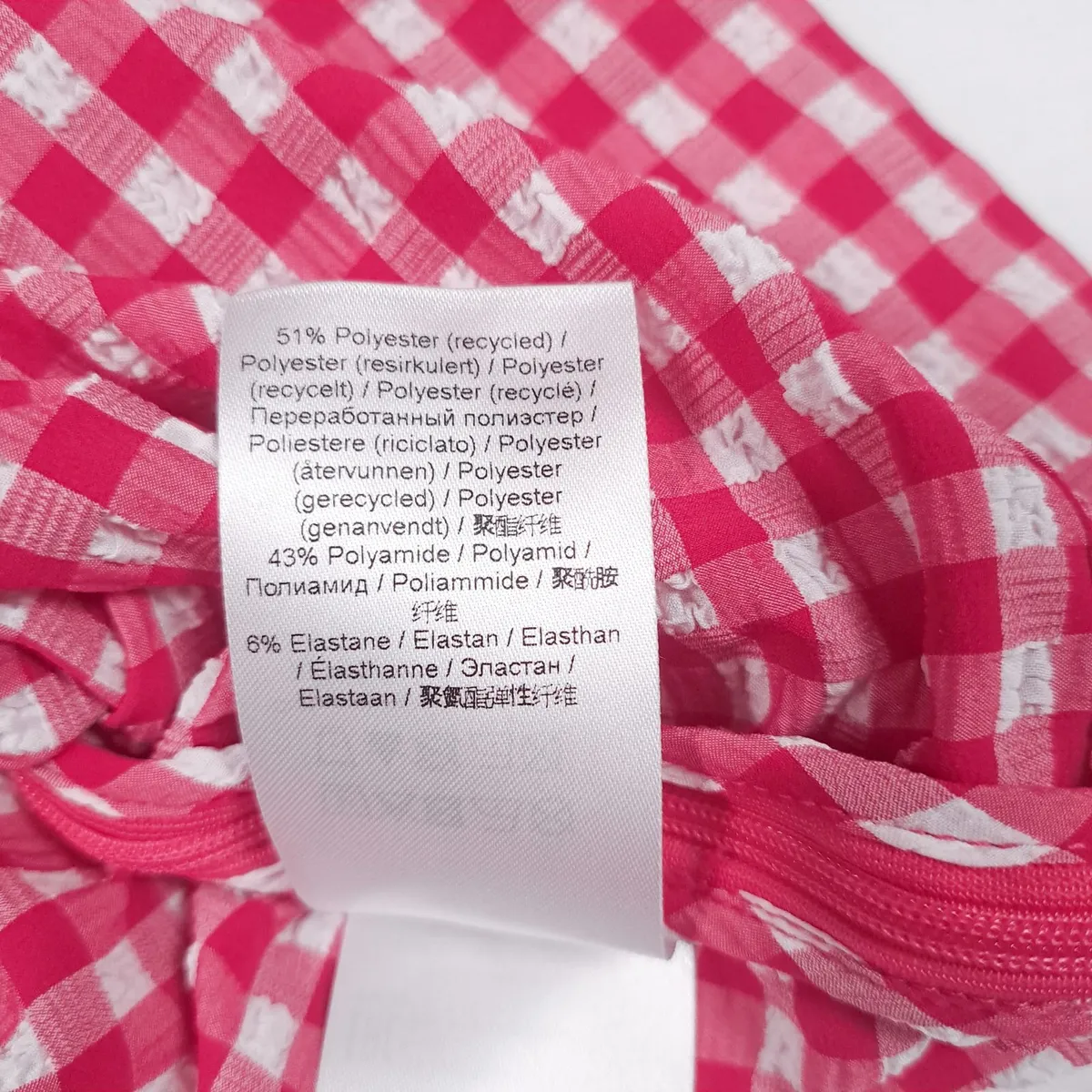 Ganni Red Pink White Gingham Ruched Top 20UK/48EU - Image 4