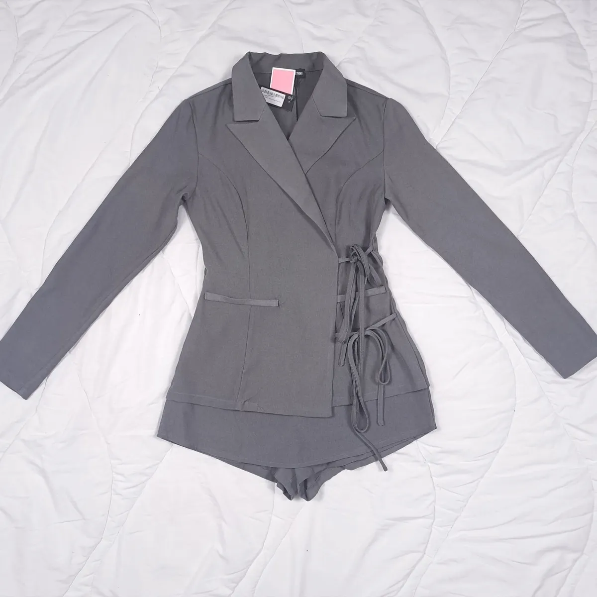 PLT Grey Blazer Wrap Tie Romper Playsuit 8UK/36EU - Image 1