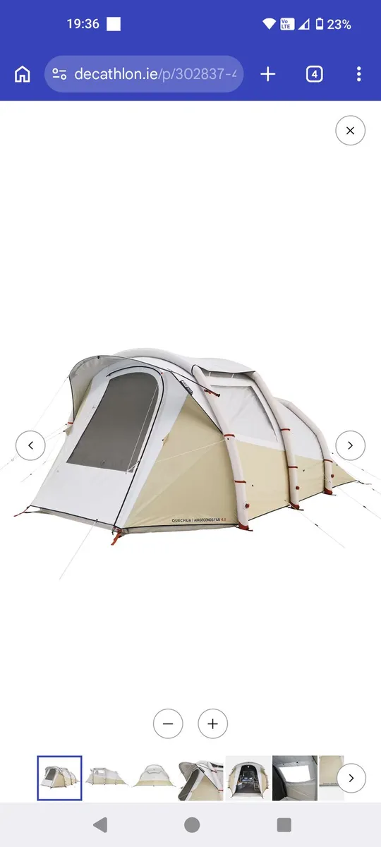 4 people inflatable tent with double mattress - Image 1