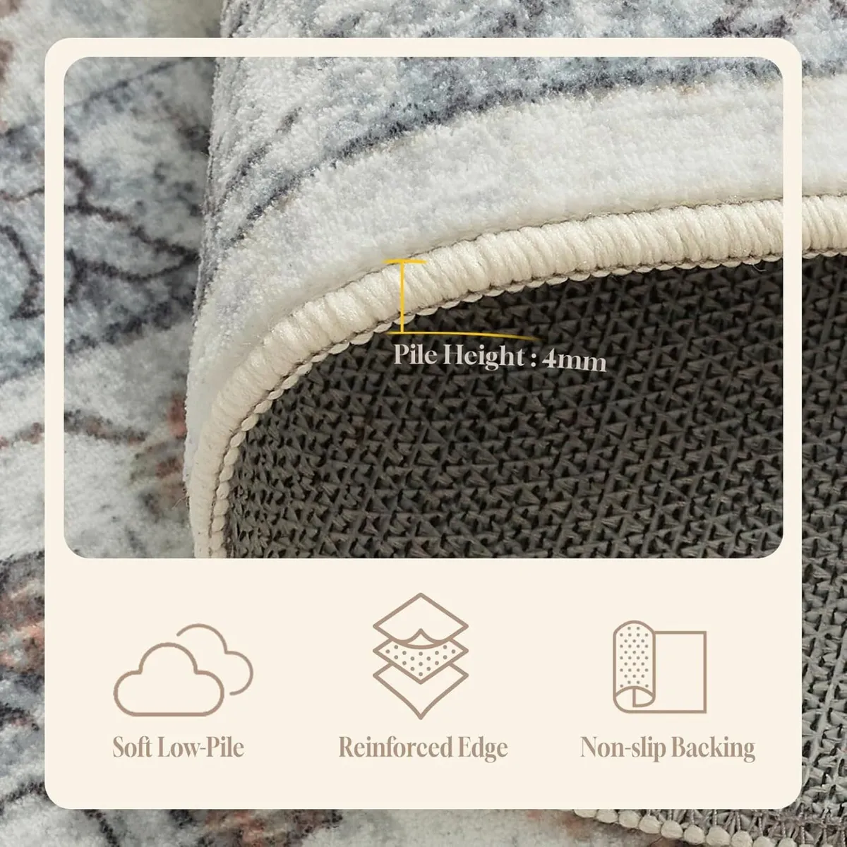 Washable Rugs for Living Room Area Bedroom Short - Image 2