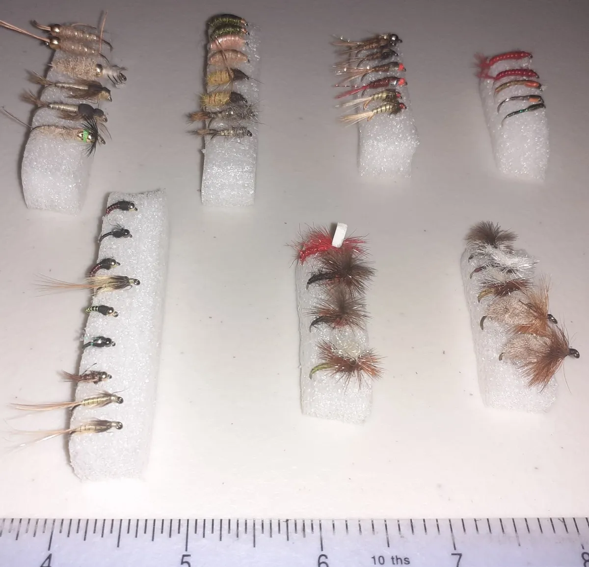 Brown trout nymphs, buzzers, dry flies