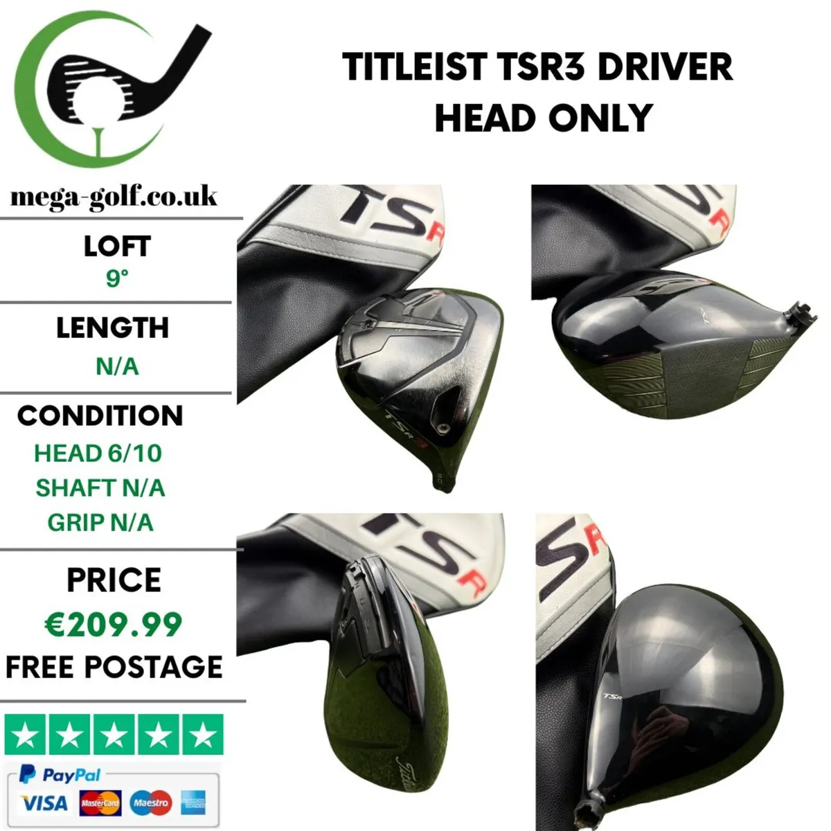 Titleist TSR3 Driver / 9° / Head Only - Image 1