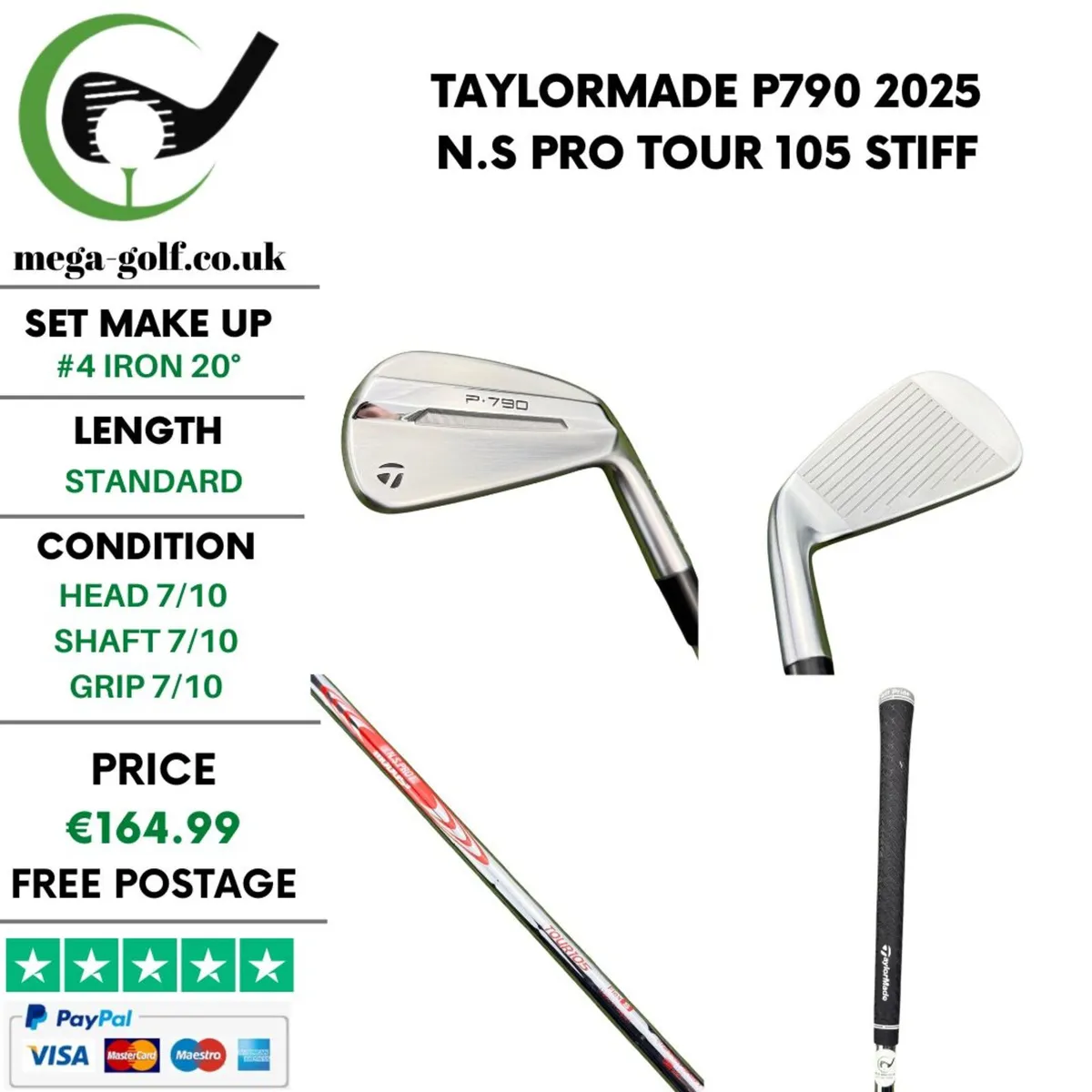 Taylormade P790 2025 #4 Iron 20° / Stiff - Image 1