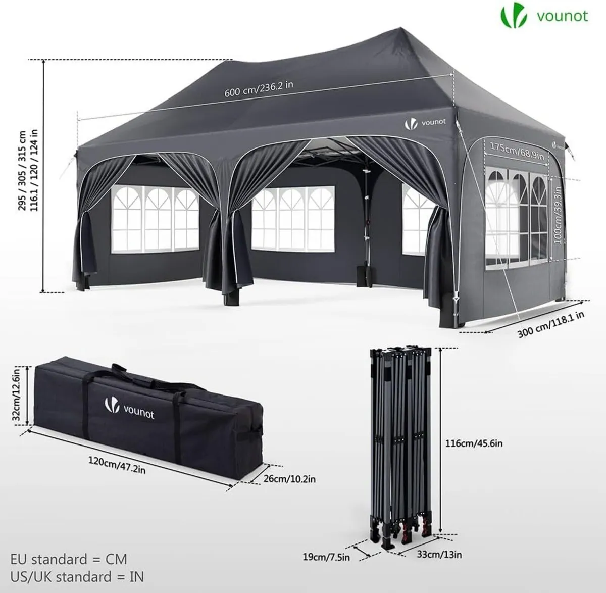 ® 3mx6m Pop Up Gazebo with 6 Removable Sidewalls - Image 2