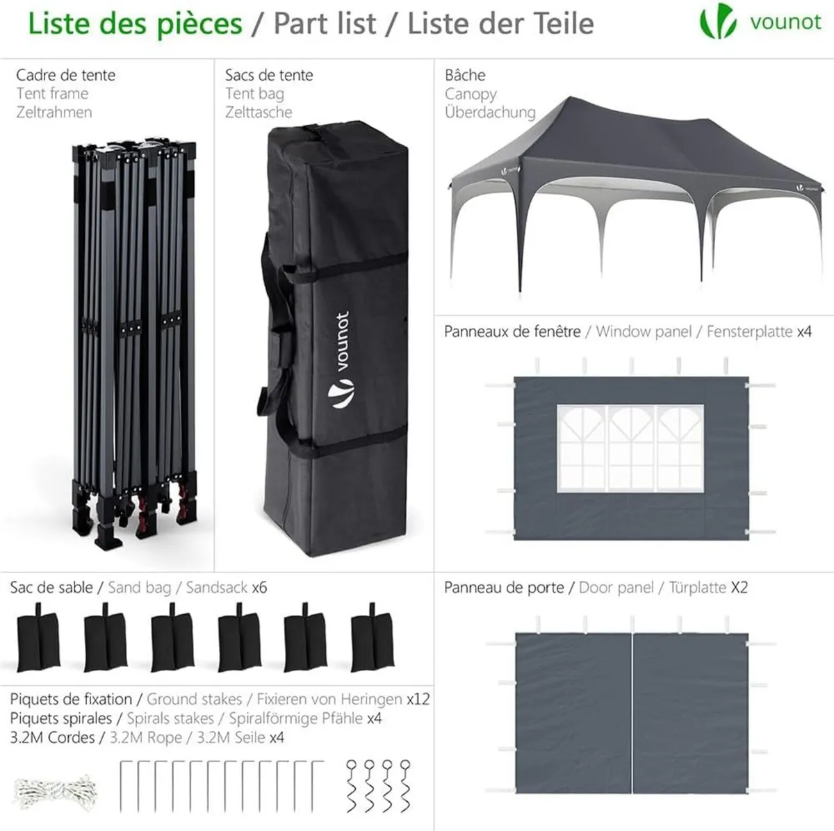 ® 3mx6m Pop Up Gazebo with 6 Removable Sidewalls - Image 3