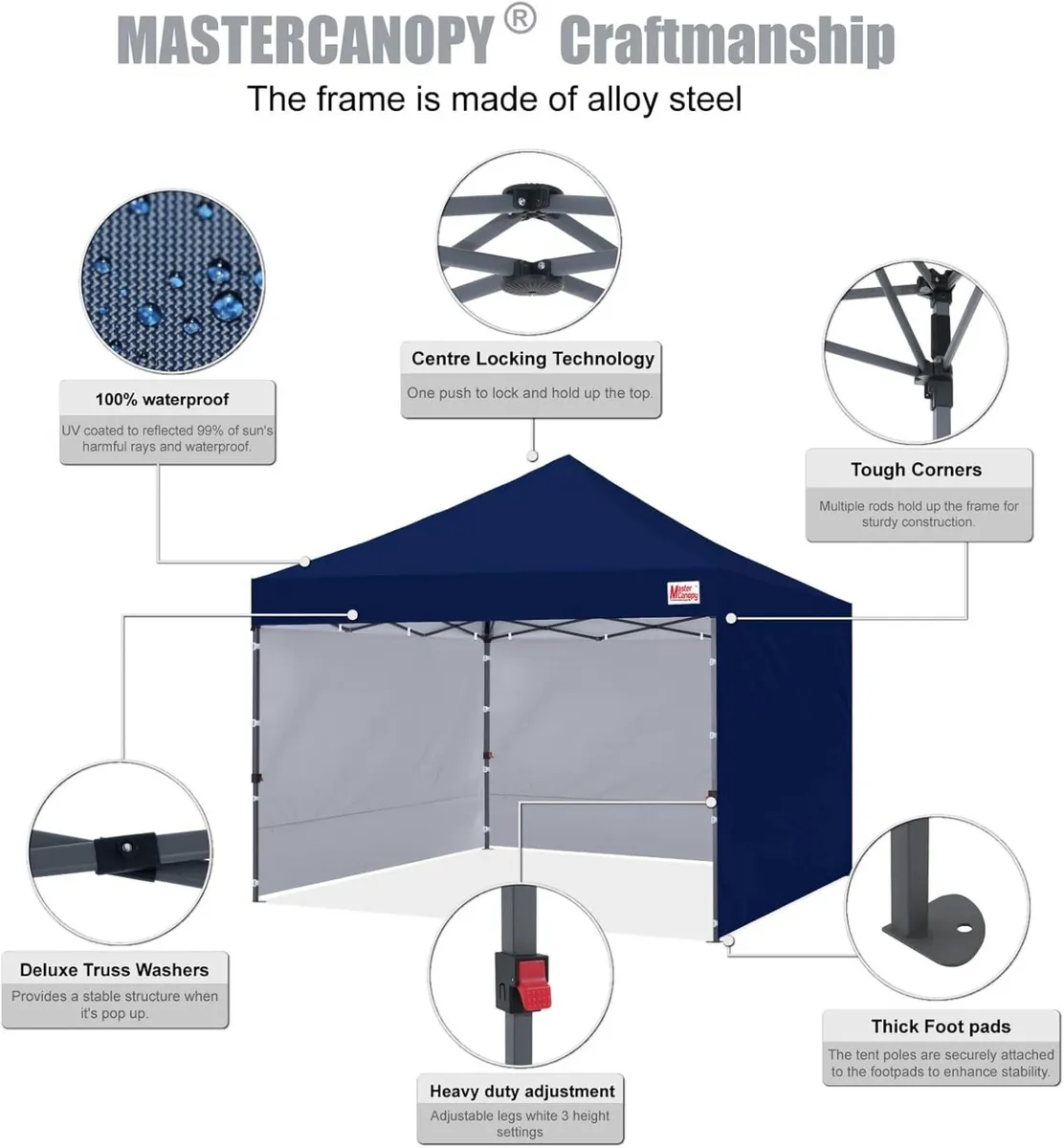Heavy Duty Pop-up Gazebo tent with Sidewalls - Image 3