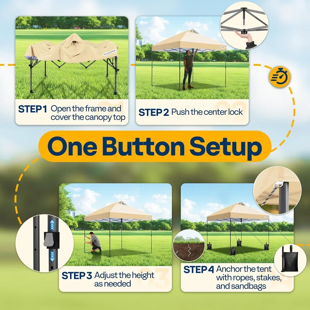 Canopy 3x3m Tent Outdoor Shelter Portable with - Image 2