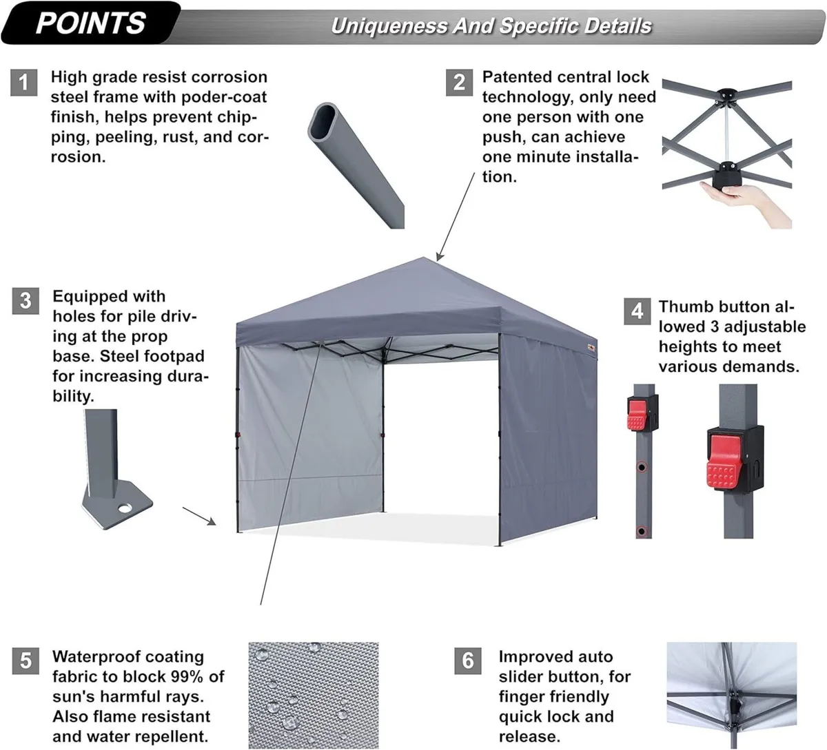 3x3M Pop up Gazebo With Two Side Panels Upgraded - Image 3