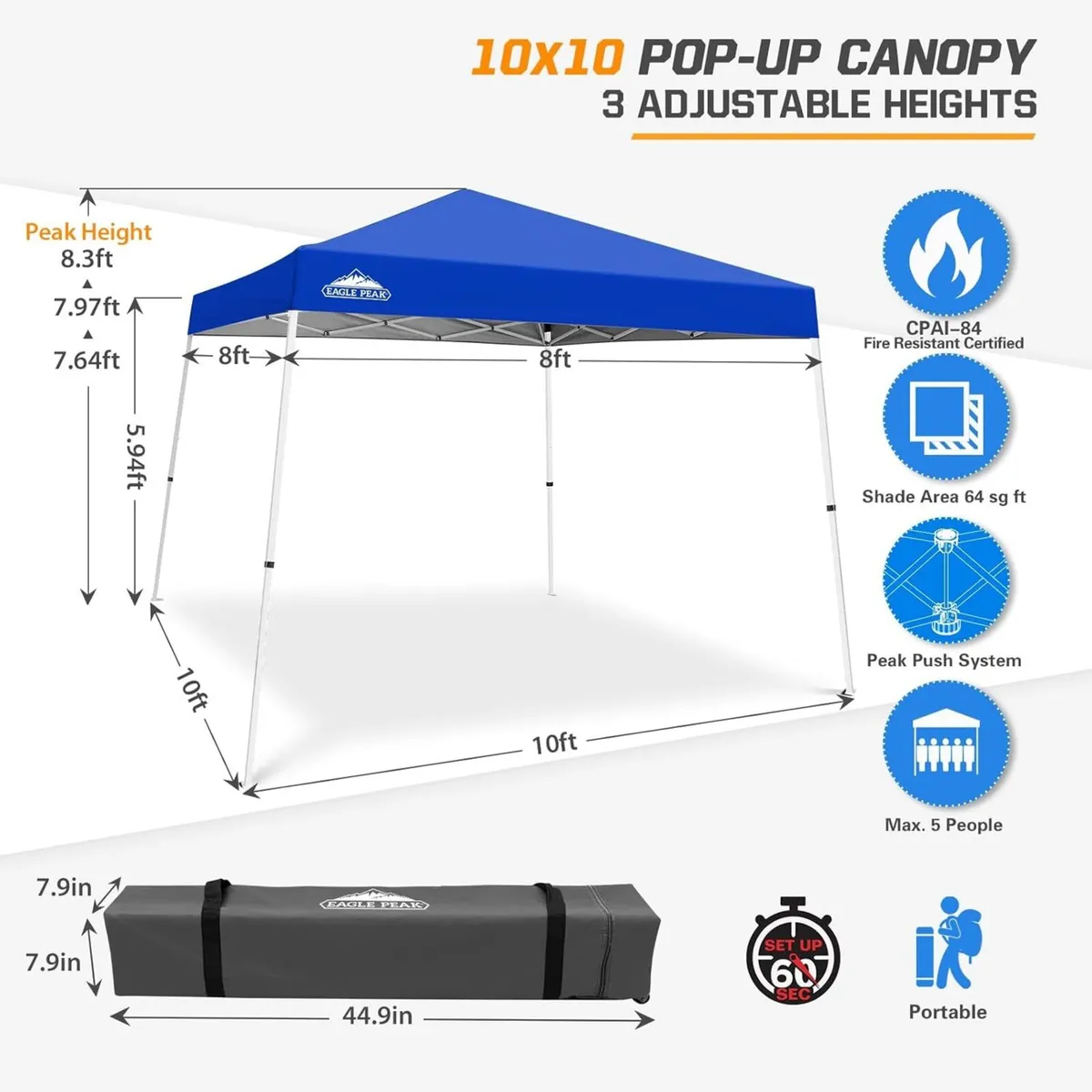 3m x Slant Leg Pop-up Canopy Tent Instant Outdoor - Image 3
